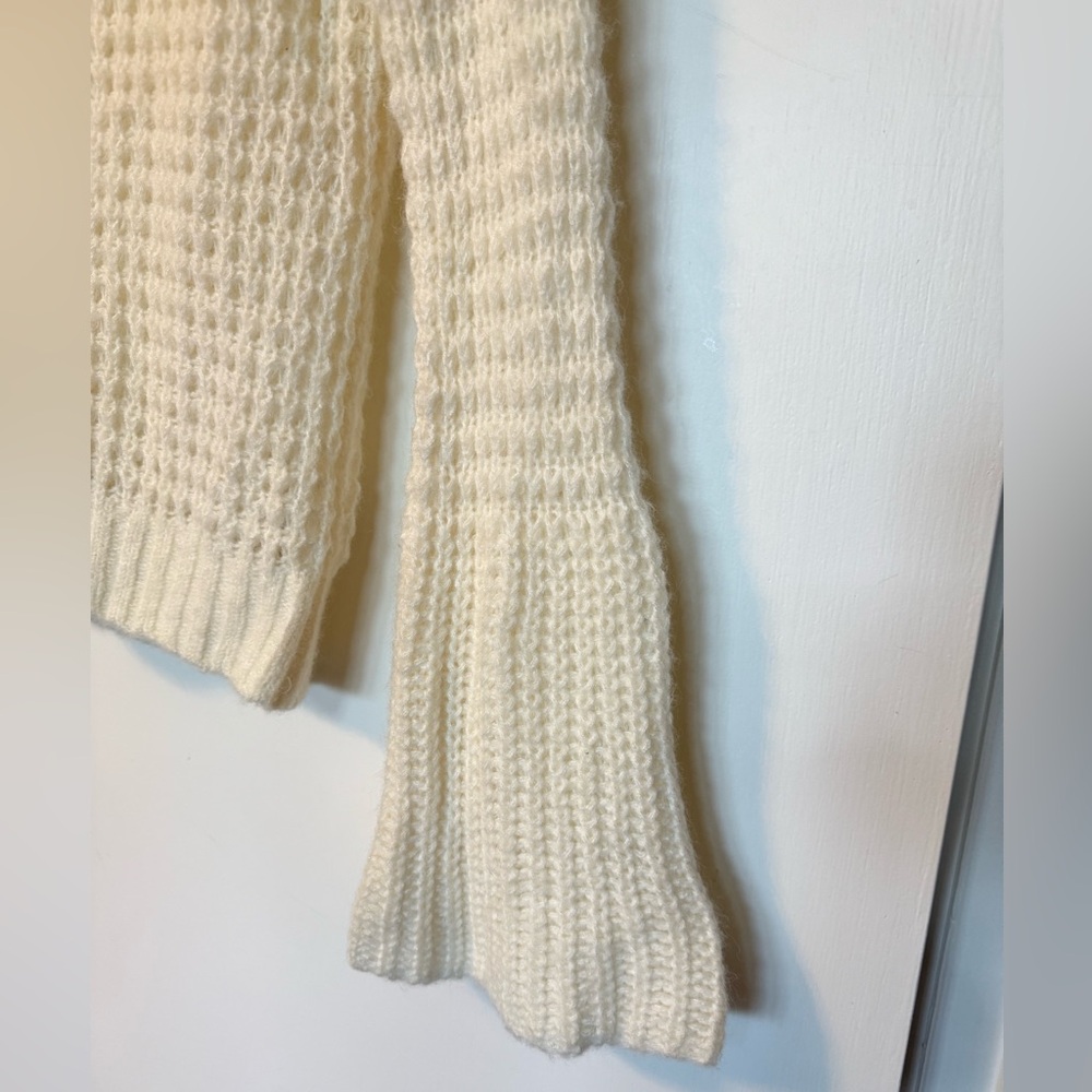 Maeve Anthropologie Dionne Ivory Chunky Knit Wool Bell Sleeve Sweater- Small - Picture 7 of 10